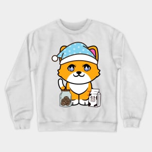 Cute orange cat is having a midnight snack Crewneck Sweatshirt